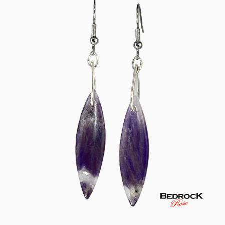Long pointy chevron amethyst dangling earrings, February birthstone, crystal jewelry, spiritual awareness stone