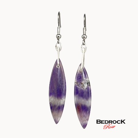 Long pointy chevron amethyst dangling earrings, February birthstone, crystal jewelry, spiritual awareness stone