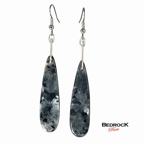 Larvikite Gemstone Earrings, Larvikite Protection Stone, Gemstone Drop Earrings