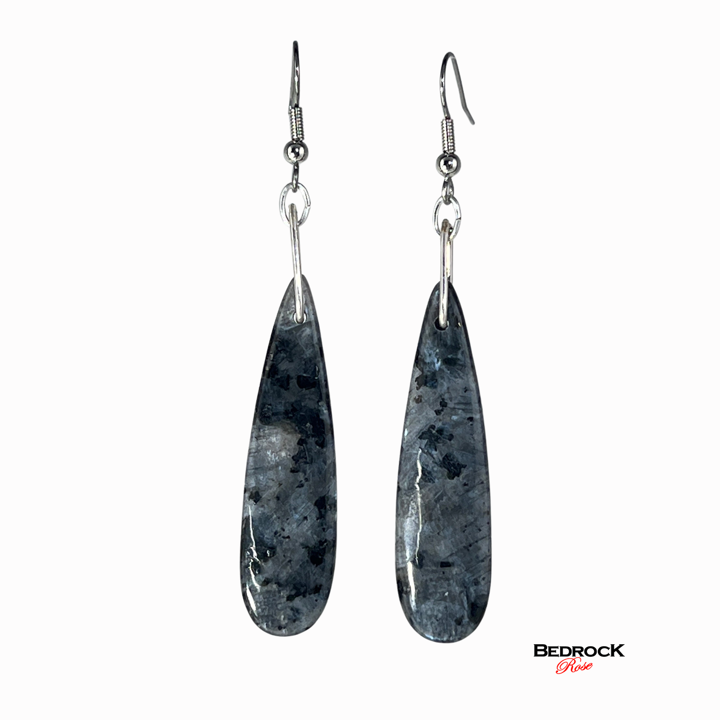 Larvikite Gemstone Earrings, Larvikite Protection Stone, Gemstone Drop Earrings, Gift for Her, Black Gemstone Earrings, Gemstone Jewelry