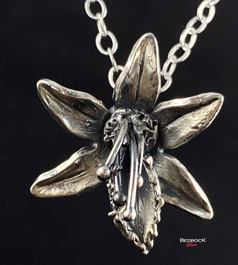 Fine Silver Orchid Pendant Bedrock Rose