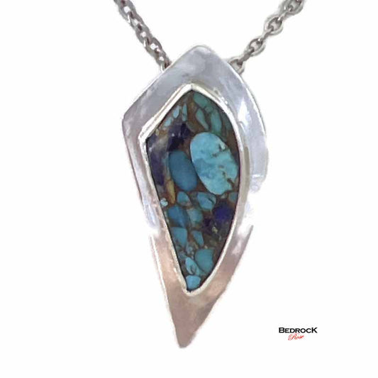 Kingman Turquoise, Lapis, and Bronze Pendant Bedrock Rose