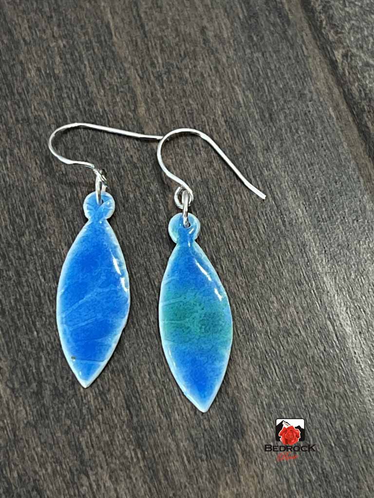 Silver Blue Deco Earrings Bedrock Rose, handmade earrings