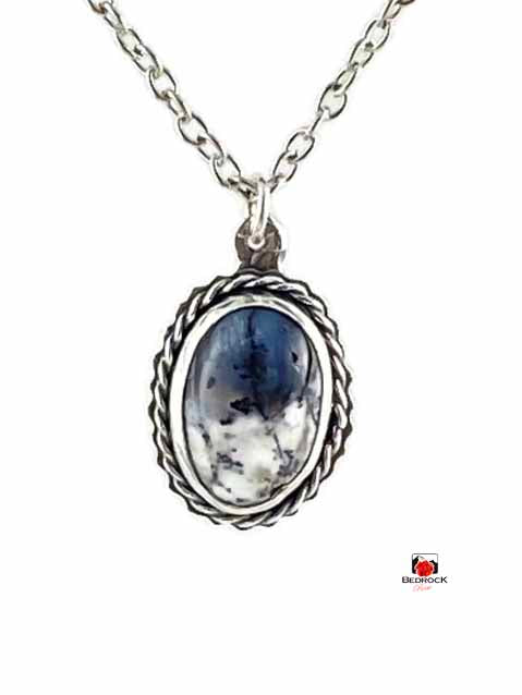 Elegant Merlinite Gemstone Sterling Silver Pendant Bedrock Rose