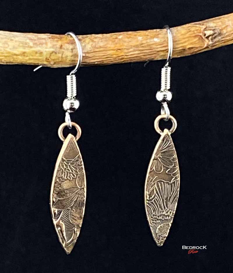 Petite Warm Rose Bronze Floral Earrings Bedrock Rose