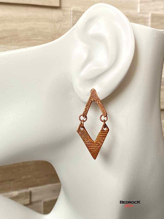 Hinged Geo-Quilt Earrings Bedrock Rose