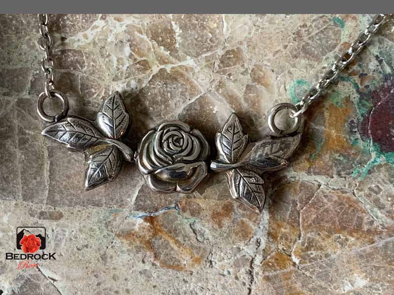 Captivating Silver Rose Pendant Bedrock Rose