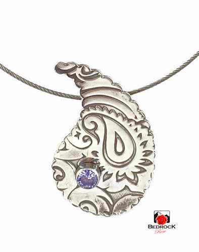 Paisley-on-Paisley Silver Pendant! Bedrock Rose
