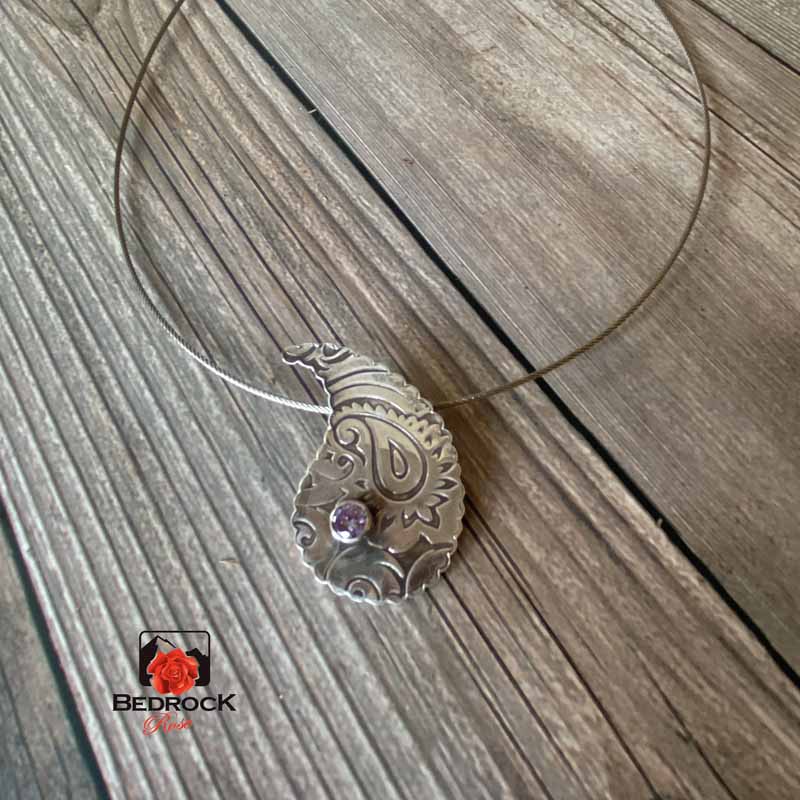 Paisley-on-Paisley Silver Pendant! Bedrock Rose