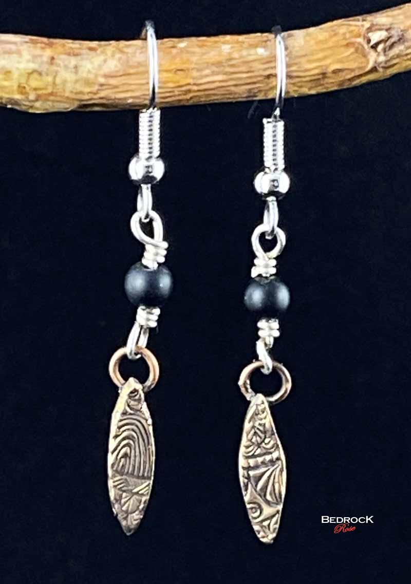Mini Geo-Quilt Dangling Earrings Bedrock Rose