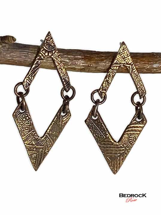 Hinged Geo-Quilt Earrings Bedrock Rose