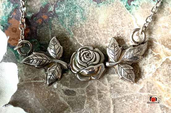 Captivating Silver Rose Pendant Bedrock Rose