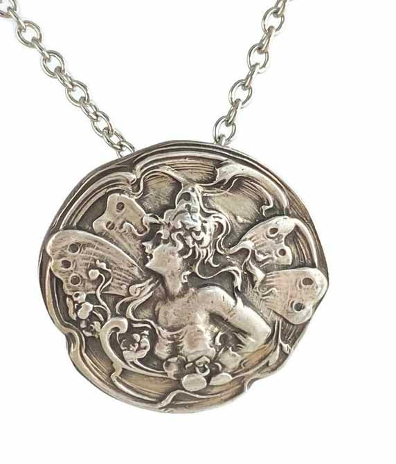 Enchanting Fairy Pendant Bedrock Rose, Art Nouveau Design, French Design, Heirloom Quality Jewelry