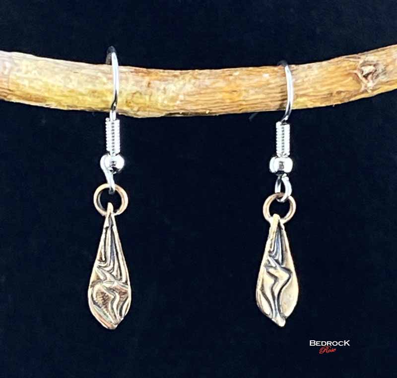 Mini Rose Bronze Squiggles Design Earrings Bedrock Rose