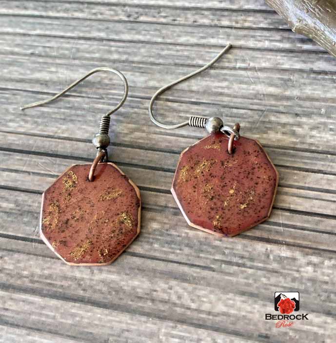 Burnt Umber Geometric Dangling Earrings Bedrock Rose, Handmade jewelry, Gift for her