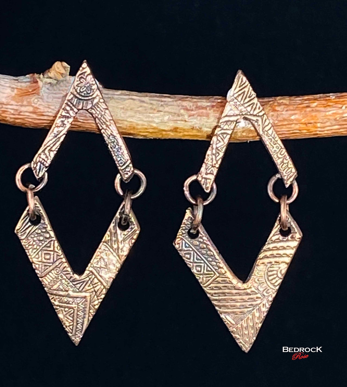 Hinged Geo-Quilt Earrings Bedrock Rose