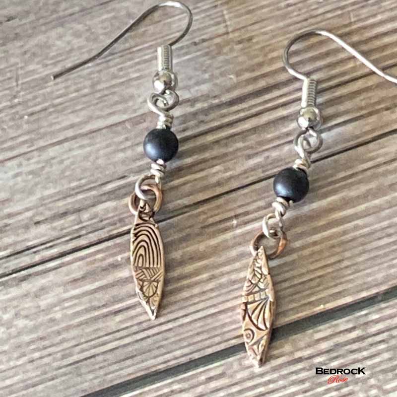 Mini Geo-Quilt Dangling Earrings Bedrock Rose