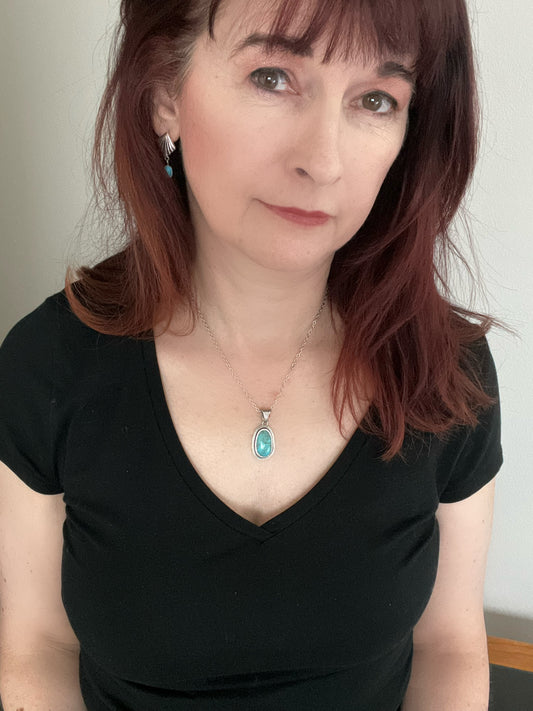 Stylish Kingman Turquoise Sterling Silver  Pendant Bedrock Rose