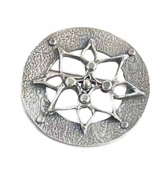 Silver Art Deco Brooch Bedrock Rose