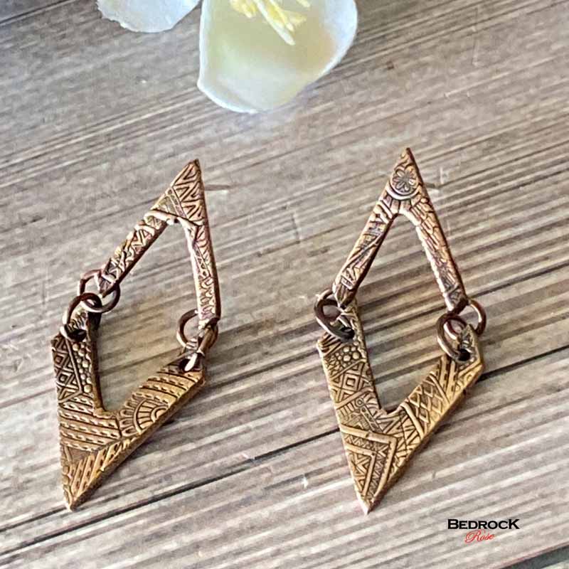 Hinged Geo-Quilt Earrings Bedrock Rose