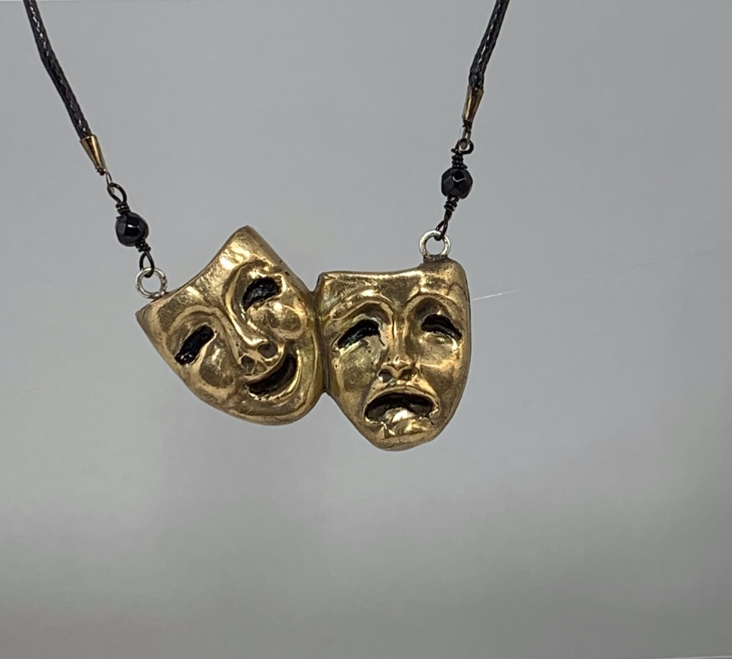 Bronze Tragedy and Comedy Masks Pendant Bedrock Rose