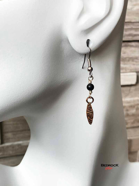 Mini Geo-Quilt Dangling Earrings Bedrock Rose