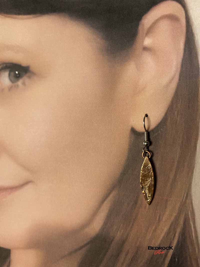 Petite Warm Rose Bronze Floral Earrings Bedrock Rose