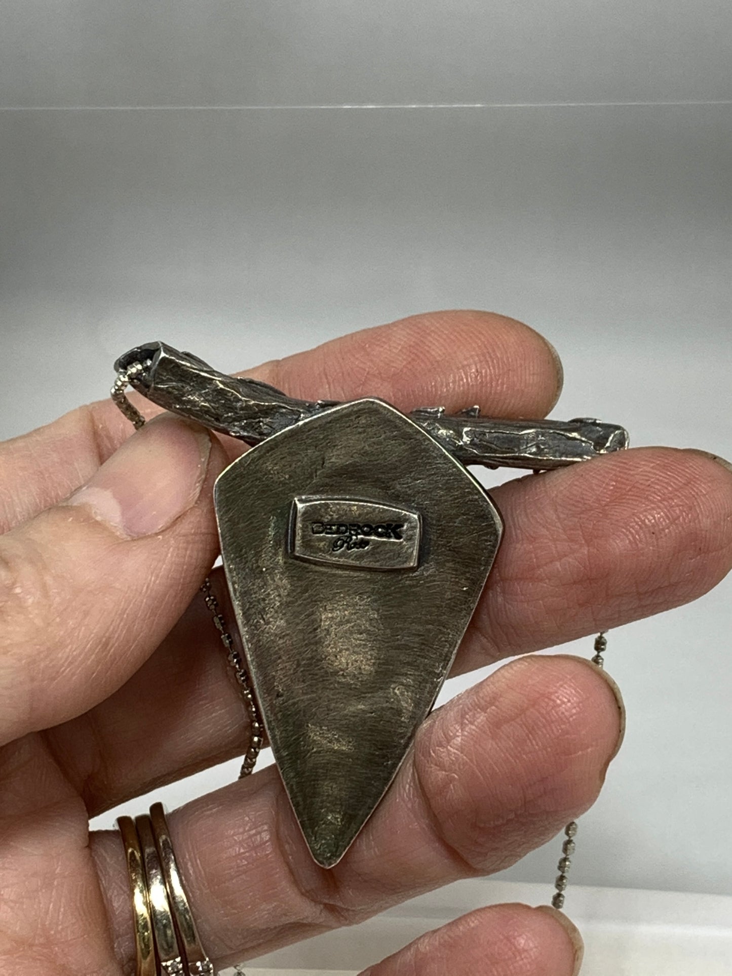 Charming Silver Hand-Fabricated Montana Agate Pendant Bedrock Rose