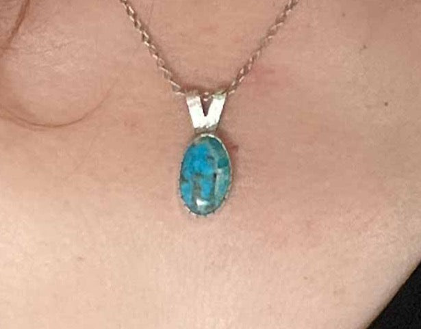 Dainty Kingman Turquoise Pendant Bedrock Rose
