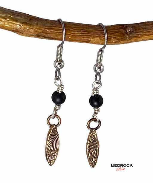 Mini Geo-Quilt Dangling Earrings Bedrock Rose