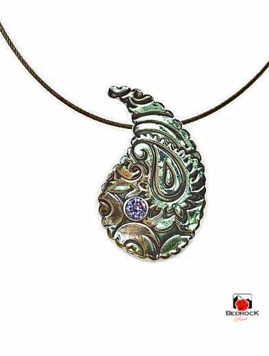 Paisley-on-Paisley Silver Pendant! Bedrock Rose