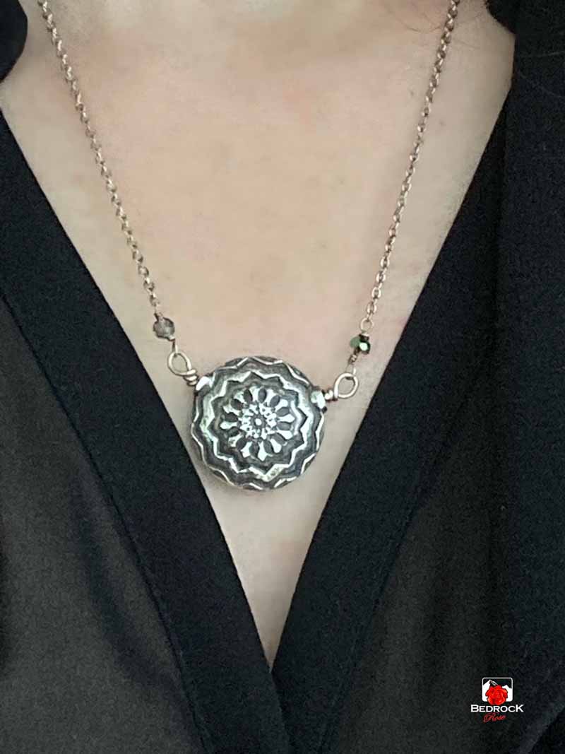 Opulent Double-Sided Mandala Pendant Bedrock Rose