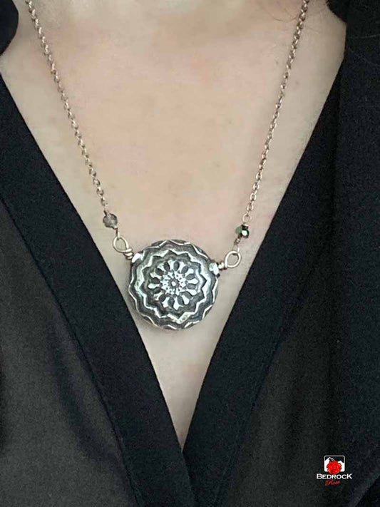 Opulent Double-Sided Mandala Pendant Bedrock Rose