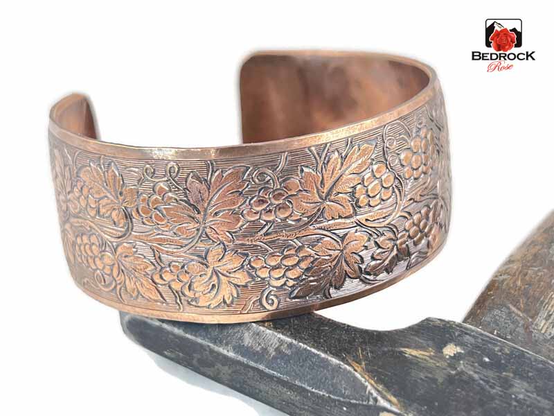 Grapevine Copper Cuff, Domed cuff, copper cuff, gift for her, high polish copper cuff, antimicrobial copper cuff, copper cuff help with arthritis