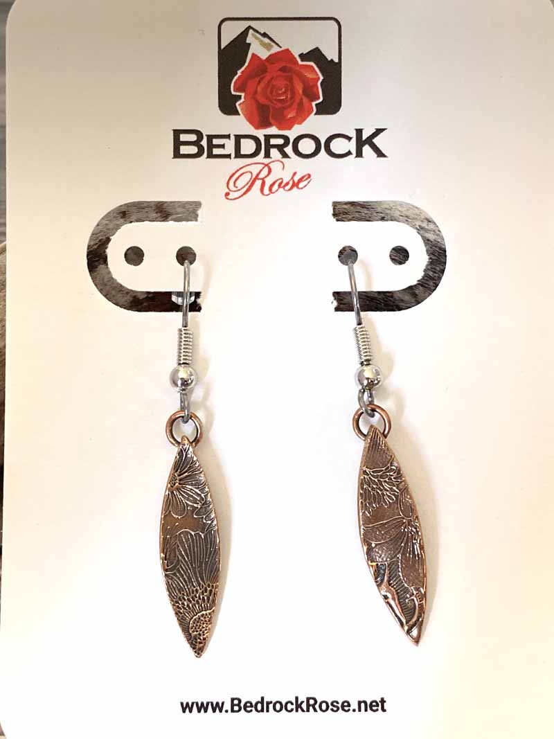 Petite Warm Rose Bronze Floral Earrings Bedrock Rose
