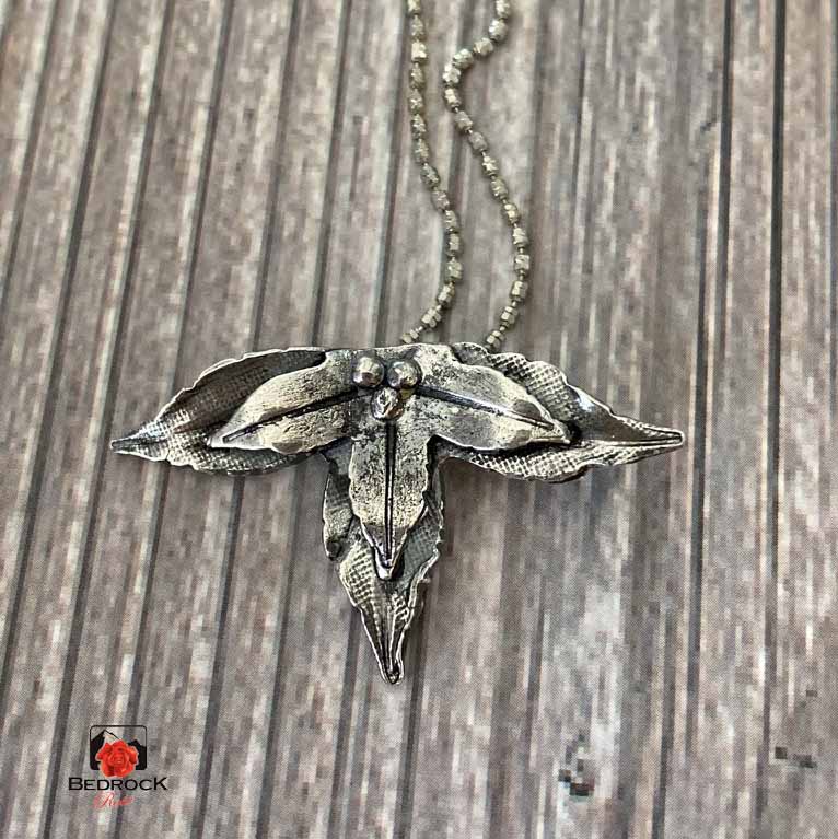 Tri-Leaf Fine Silver Pendant Bedrock Rose