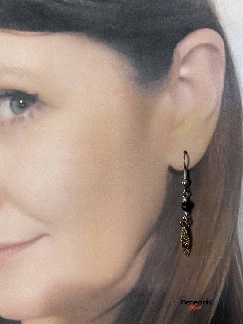 Mini Geo-Quilt Dangling Earrings Bedrock Rose