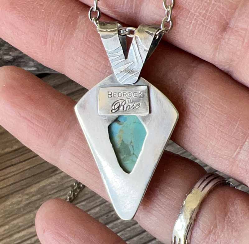 Kingman Turquoise Sterling Silver Pendant Bedrock Rose
