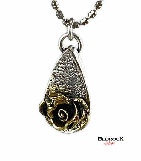Silver and Gold-Plated Hybrid Tea Rose Pendant Bedrock Rose