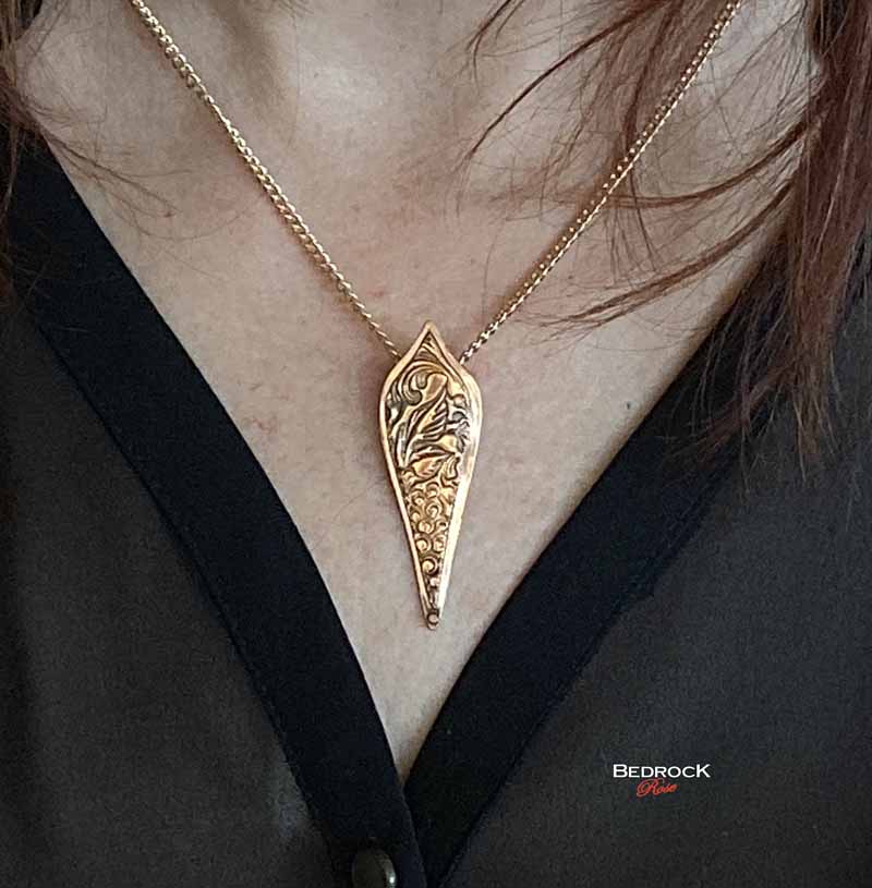 Rose Bronze Floral Pendant, Grape Pattern,Arabesque Necklace, Bohemian Necklace,Rustic Chic Jewelry