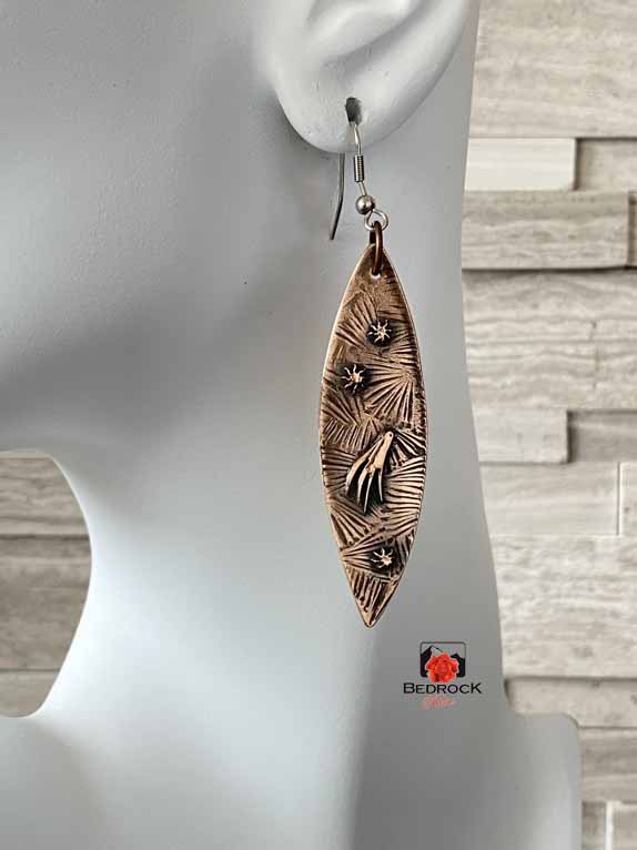 Irresistible Elongated Oval Bronze Earrings Bedrock Rose
