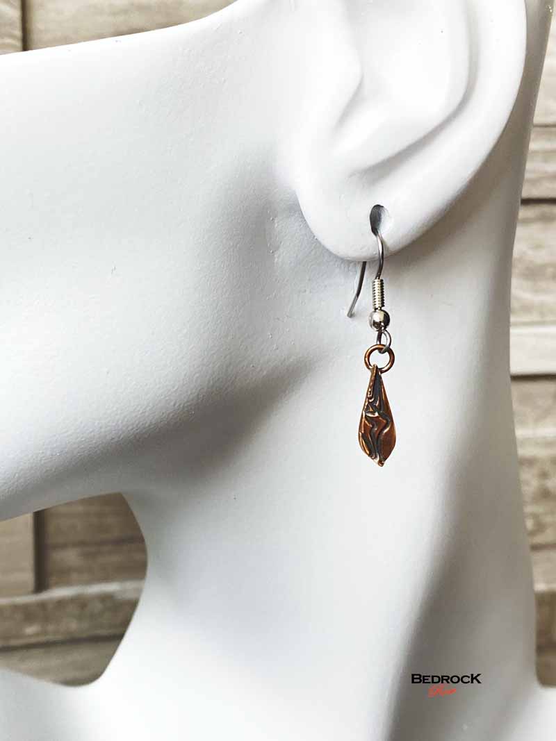 Mini Rose Bronze Squiggles Design Earrings Bedrock Rose