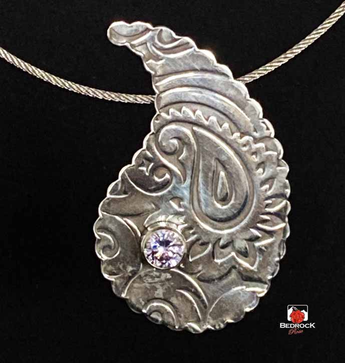 Paisley-on-Paisley Silver Pendant! Bedrock Rose