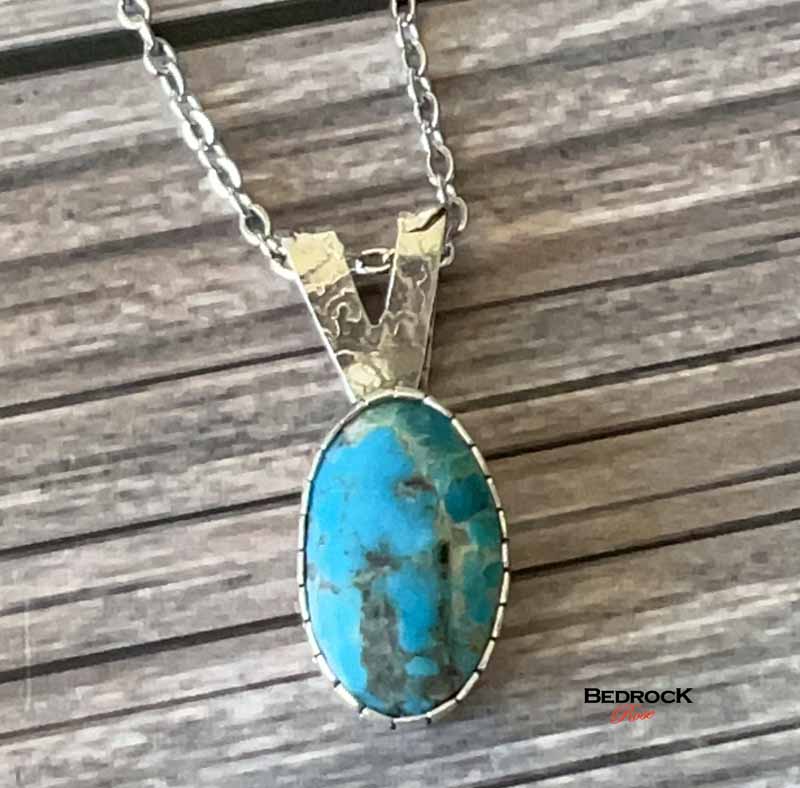 Dainty Kingman Turquoise Pendant Bedrock Rose