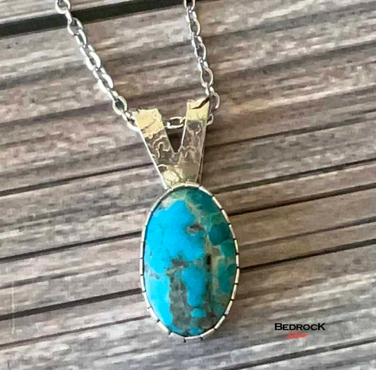 Dainty Kingman Turquoise  Pendant Bedrock Rose
