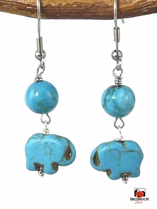 Turquoise Dangling Earrings Bedrock Rose