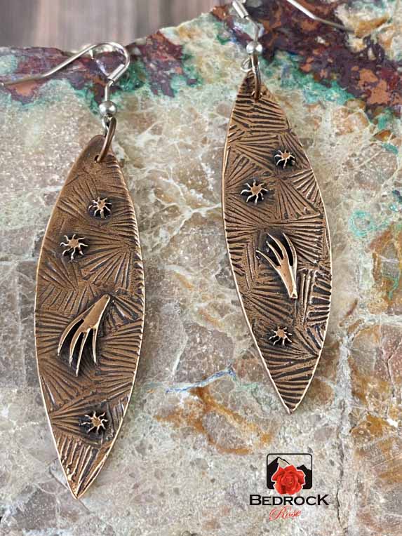 Irresistible Elongated Oval Bronze Earrings Bedrock Rose