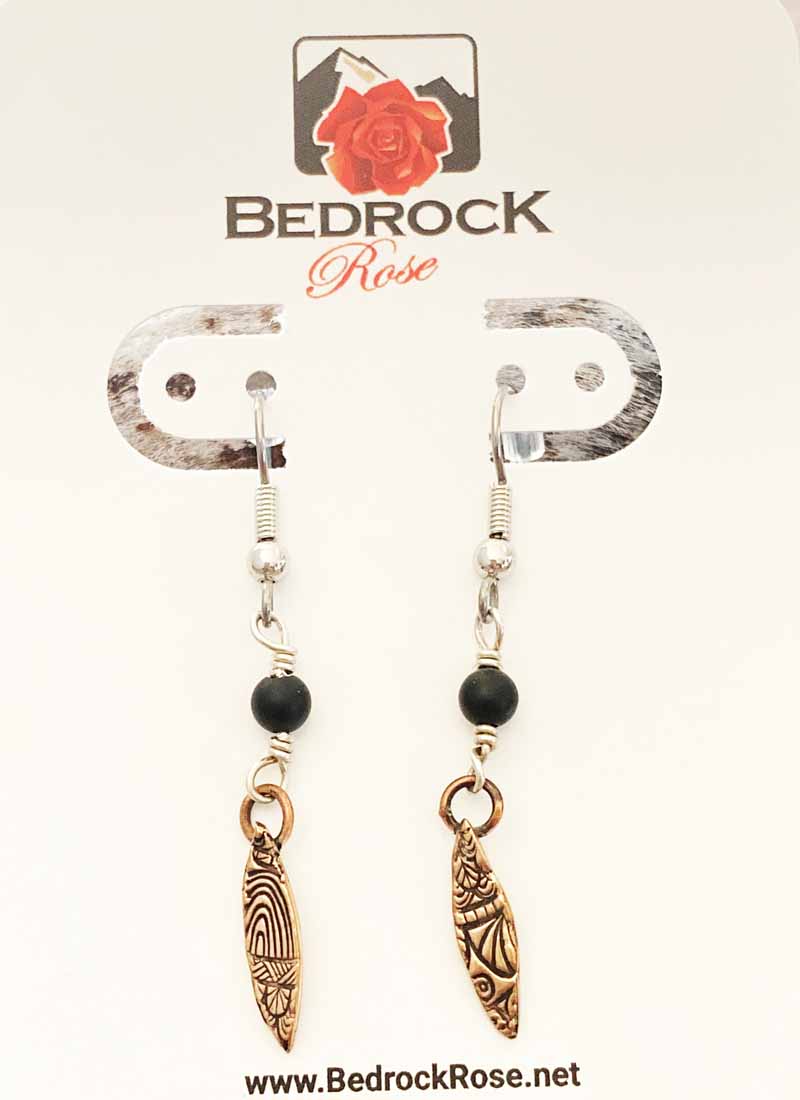 Mini Geo-Quilt Dangling Earrings Bedrock Rose