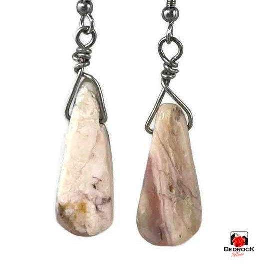 Rhodochrosite Dangling Earrings Bedrock Rose, Compassion stone, Self-love stone