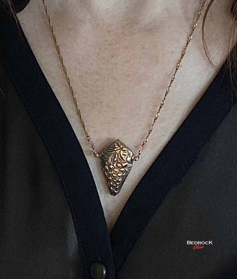 3D Grapevine Rose Bronze Necklace Bedrock Rose